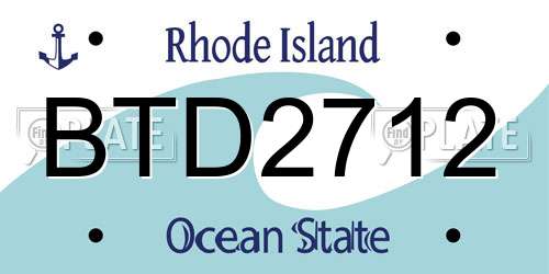 BTD2712 Rhode Island License Plate