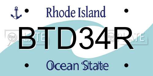 BTD34R Rhode Island License Plate