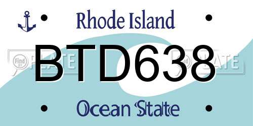 BTD638 Rhode Island License Plate