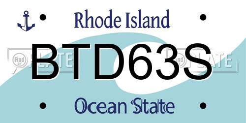 BTD63S Rhode Island License Plate