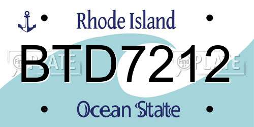 BTD7212 Rhode Island License Plate