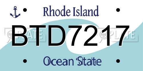 BTD7217 Rhode Island License Plate