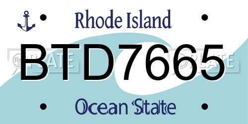 BTD7665 Rhode Island License Plate