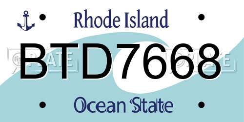 BTD7668 Rhode Island License Plate