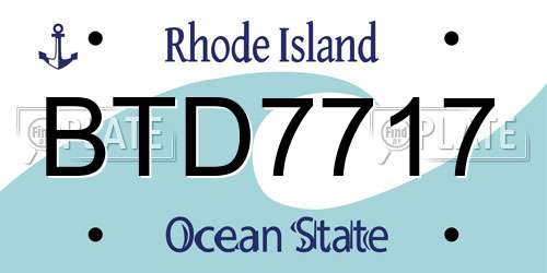 BTD7717 Rhode Island License Plate