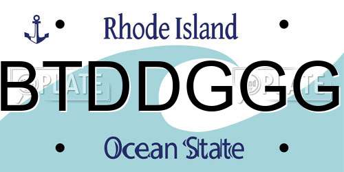 BTDDGGG Rhode Island License Plate