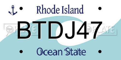 BTDJ47 Rhode Island License Plate