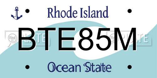 BTE85M Rhode Island License Plate