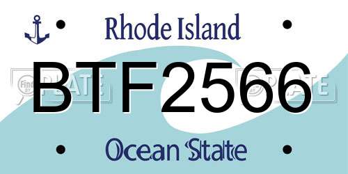 BTF2566 Rhode Island License Plate