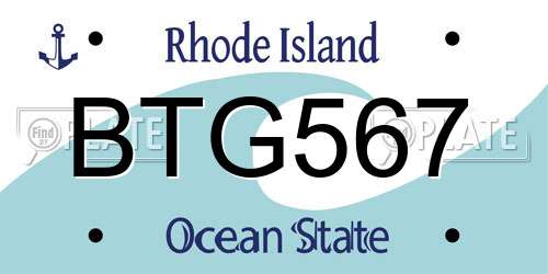 BTG567 Rhode Island License Plate