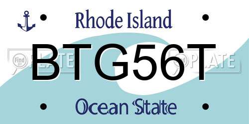BTG56T Rhode Island License Plate