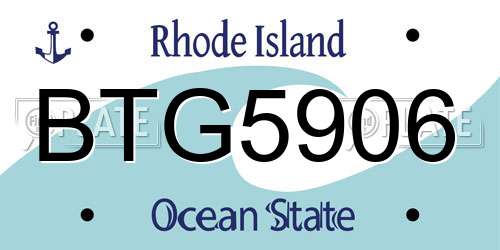 BTG5906 Rhode Island License Plate