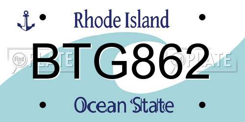 BTG862 Rhode Island License Plate