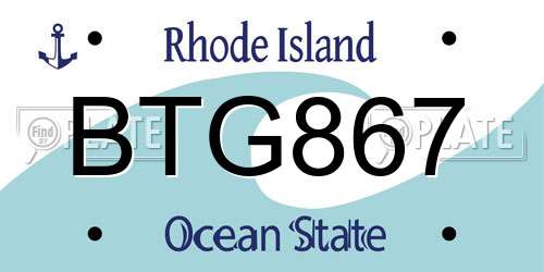 BTG867 Rhode Island License Plate