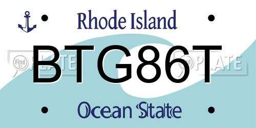 BTG86T Rhode Island License Plate