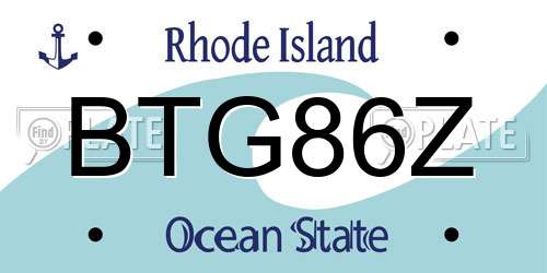 BTG86Z Rhode Island License Plate
