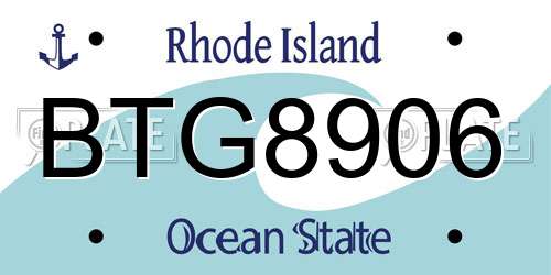 BTG8906 Rhode Island License Plate