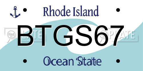 BTGS67 Rhode Island License Plate