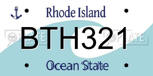 BTH321 Rhode Island License Plate