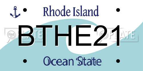 BTHE21 Rhode Island License Plate