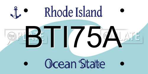 BTI75A Rhode Island License Plate