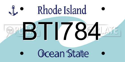 BTI784 Rhode Island License Plate