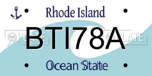 BTI78A Rhode Island License Plate