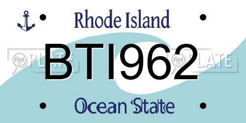 BTI962 Rhode Island License Plate