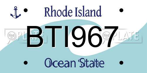 BTI967 Rhode Island License Plate