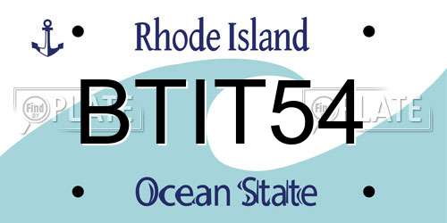 BTIT54 Rhode Island License Plate