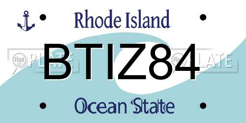 BTIZ84 Rhode Island License Plate