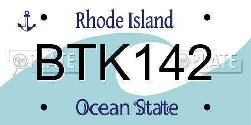 BTK142 Rhode Island License Plate