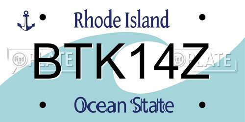 BTK14Z Rhode Island License Plate
