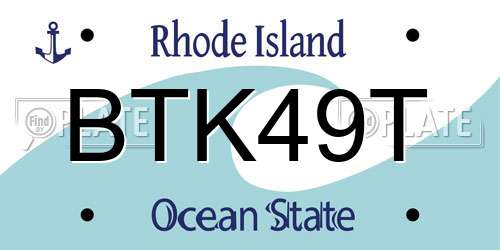 BTK49T Rhode Island License Plate