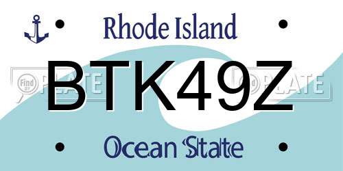 BTK49Z Rhode Island License Plate