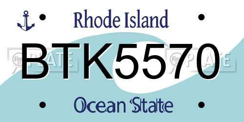 BTK5570 Rhode Island License Plate