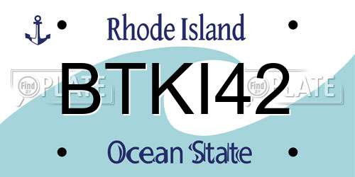 BTKI42 Rhode Island License Plate