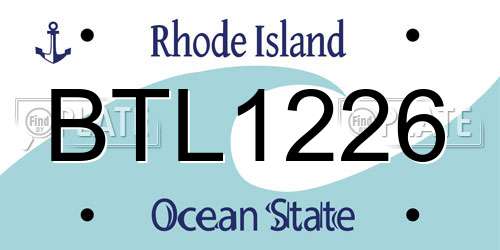 BTL1226 Rhode Island License Plate