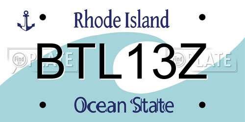 BTL13Z Rhode Island License Plate