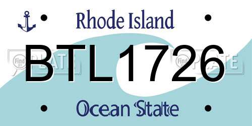 BTL1726 Rhode Island License Plate