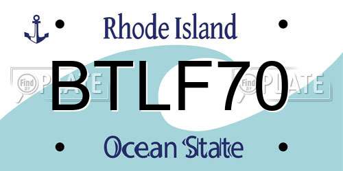 BTLF70 Rhode Island License Plate