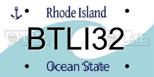 BTLI32 Rhode Island License Plate