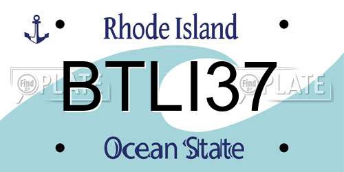 BTLI37 Rhode Island License Plate
