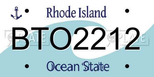 BTO2212 Rhode Island License Plate