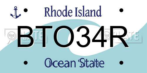 BTO34R Rhode Island License Plate