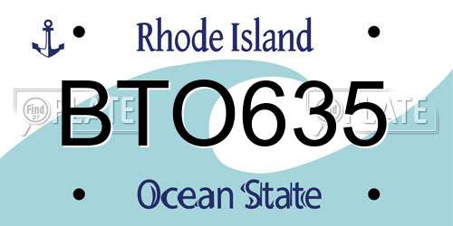 BTO635 Rhode Island License Plate