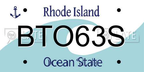 BTO63S Rhode Island License Plate