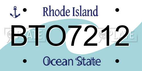 BTO7212 Rhode Island License Plate
