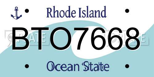 BTO7668 Rhode Island License Plate