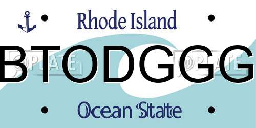 BTODGGG Rhode Island License Plate